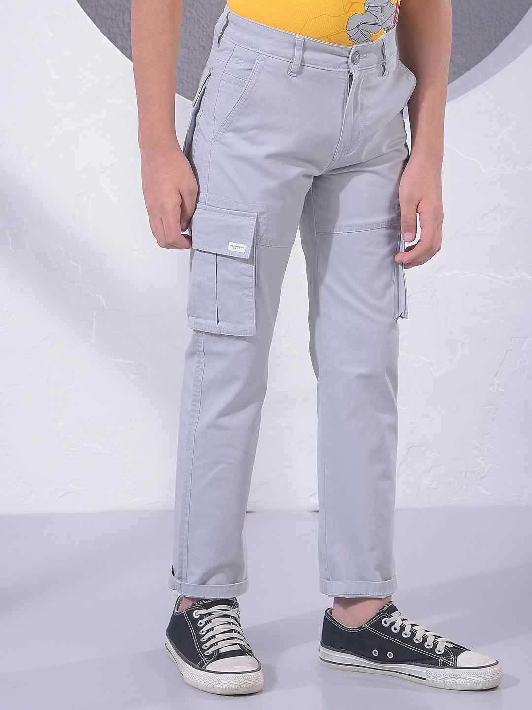Stone Grey Utility Cargo Trousers