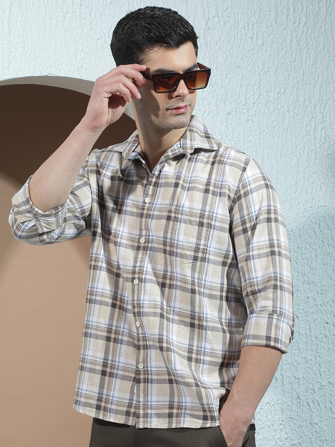 Yellow 100% Cotton Checked Shirt