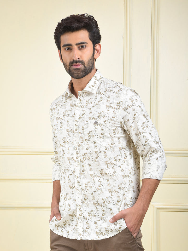 True Form Beige Floral Print Shirt