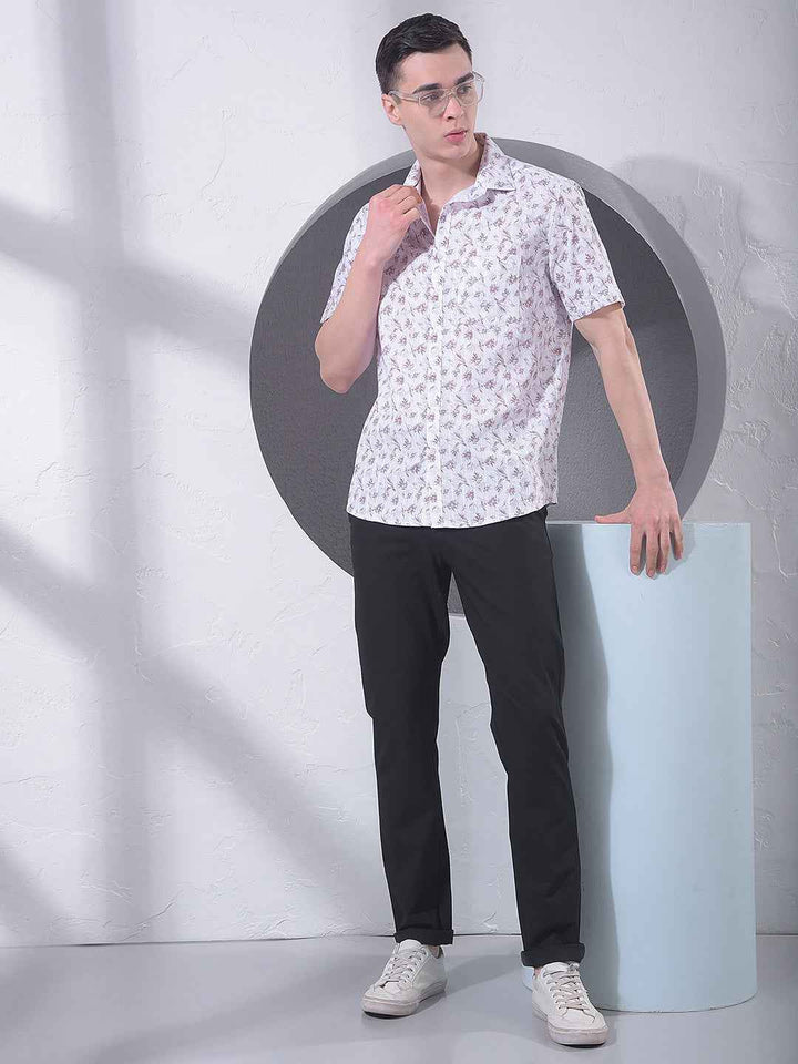 Brown Floral Print Shirt