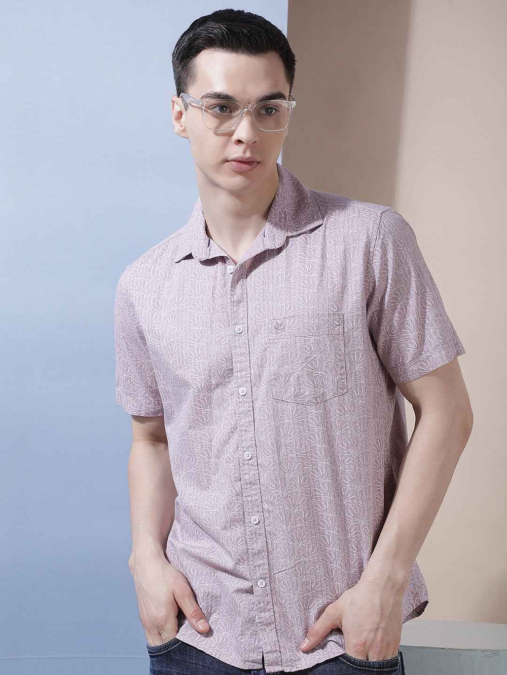 Purple Floral Print Shirt