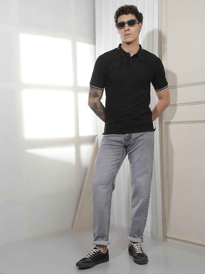 Classic Black Casual Polo T-Shirt