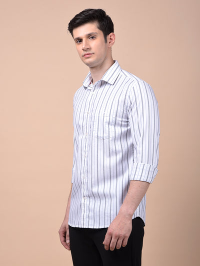 White Vertical Stripes 100% Cotton Shirt