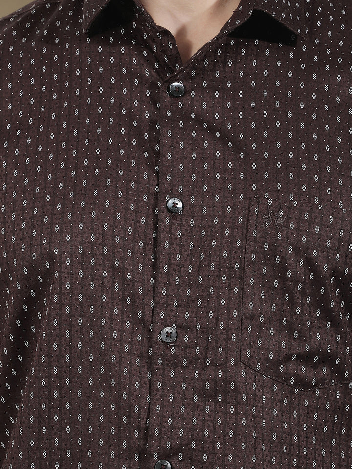 Wine Micro Print Shirt