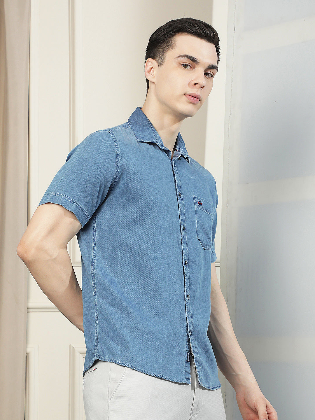 Blue 100% Cotton Denim Shirt