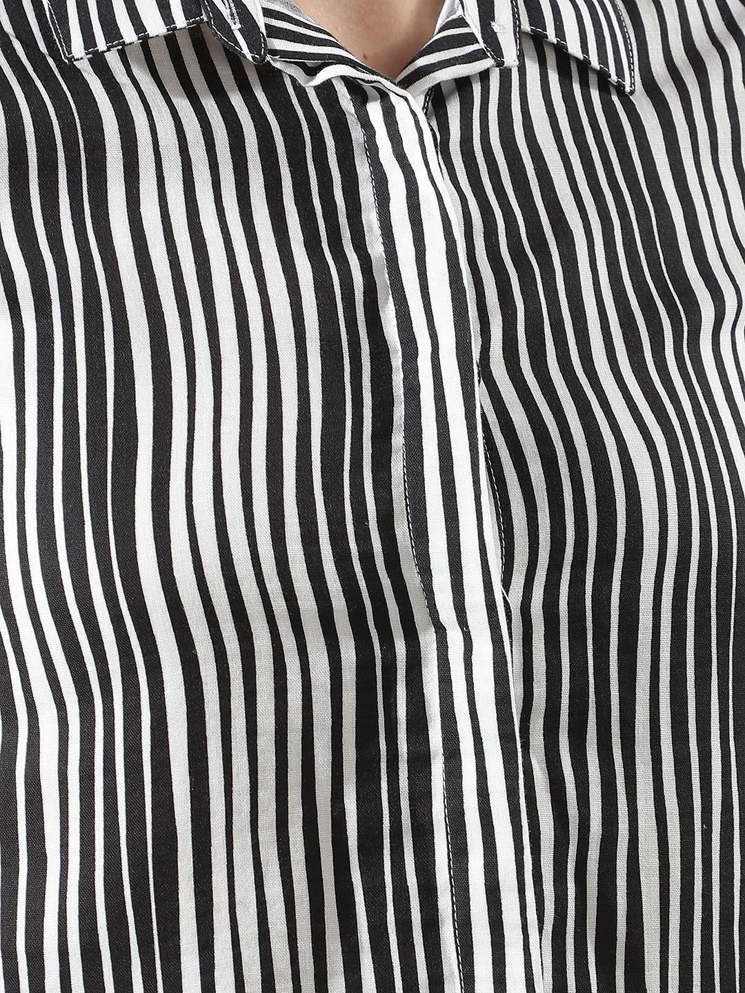 Black Vertical Striped 100% Cotton Shirt