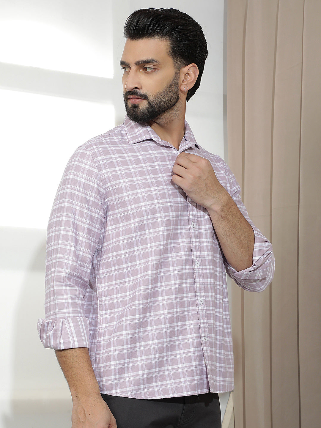 Classic Plum Purple Checked Shirt