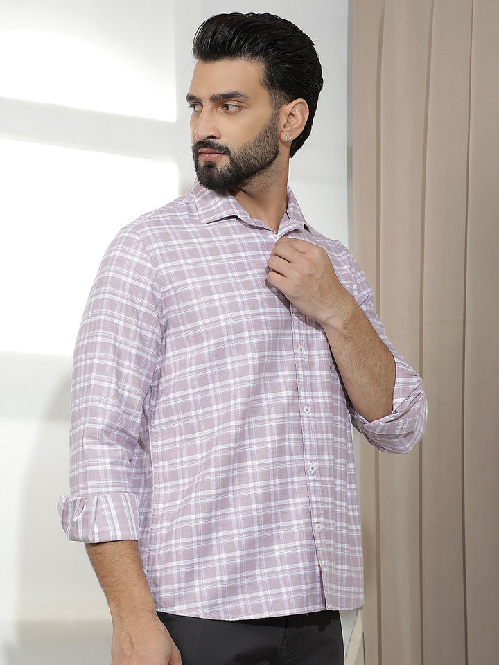 Classic Plum Purple Checked Shirt
