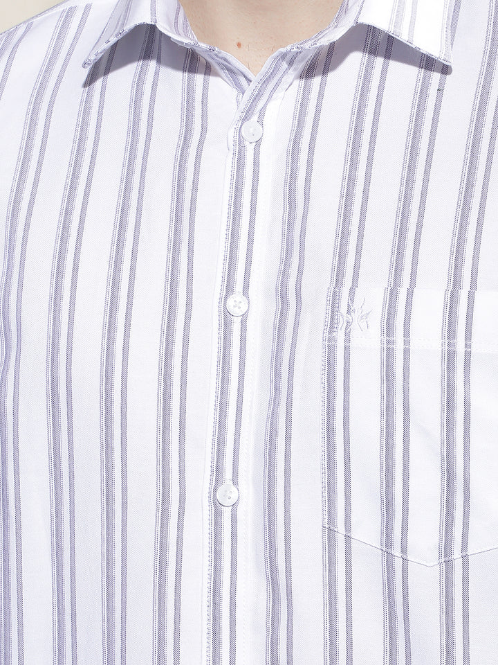 Purple Vertical Stripes 100% Cotton Shirt