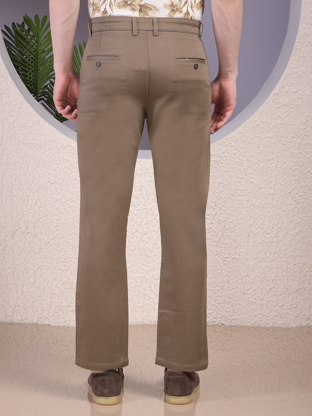 Snatched Khaki Straight Trousers