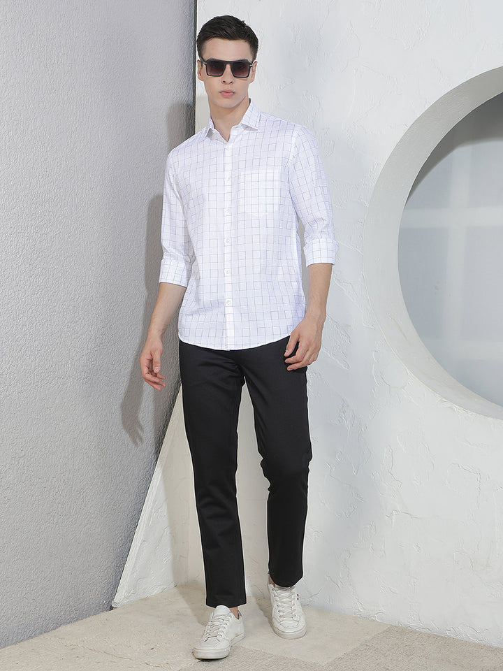 White Checked 100% Cotton Shirt