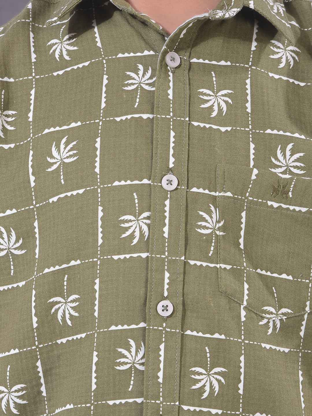 Green Botanical Print 100% Cotton Shirt