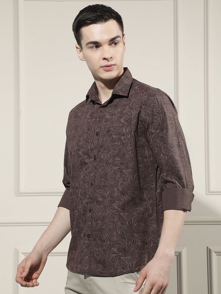 Brown Floral Print Shirt