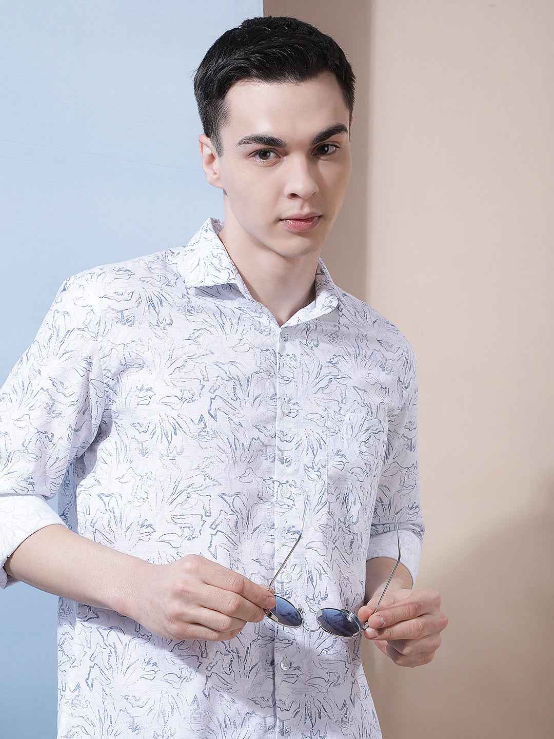 Blue Floral Print Shirt