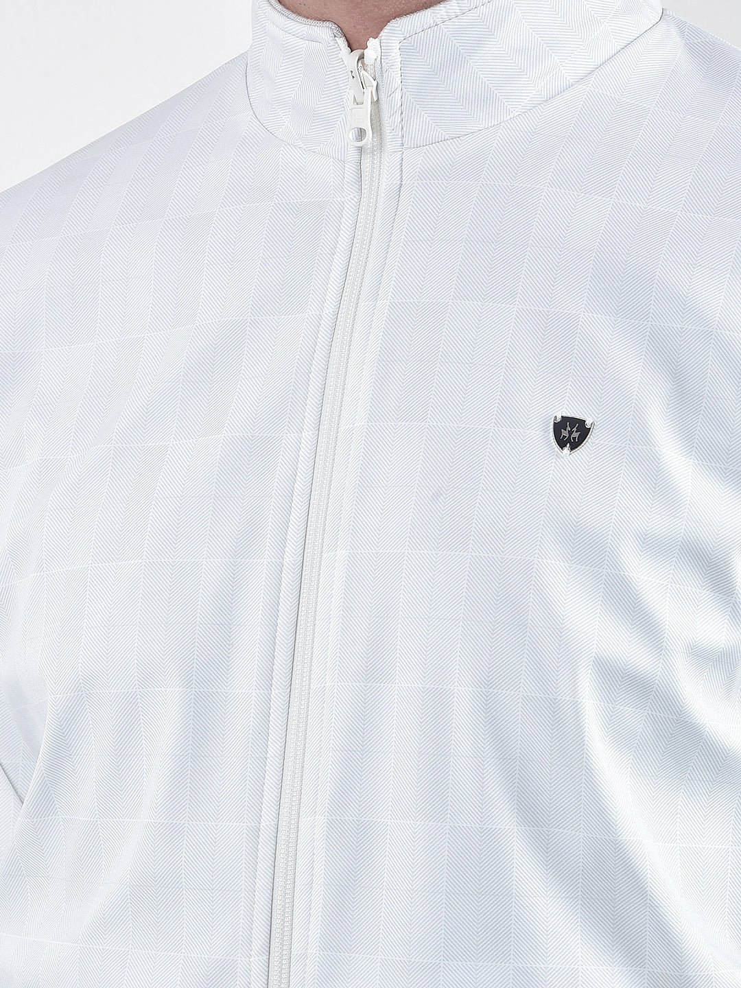 Off-White Reversible Checked Mock Collar Jacket