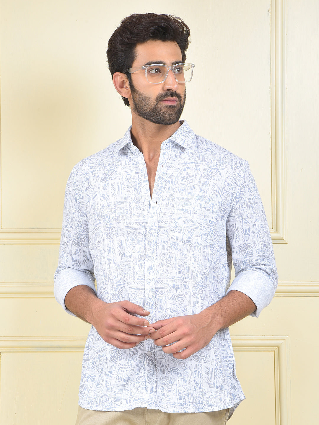 Grey Printed 100% Cotton Shirt
