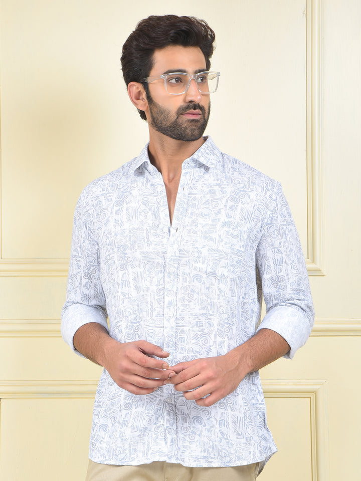Grey Printed 100% Cotton Shirt