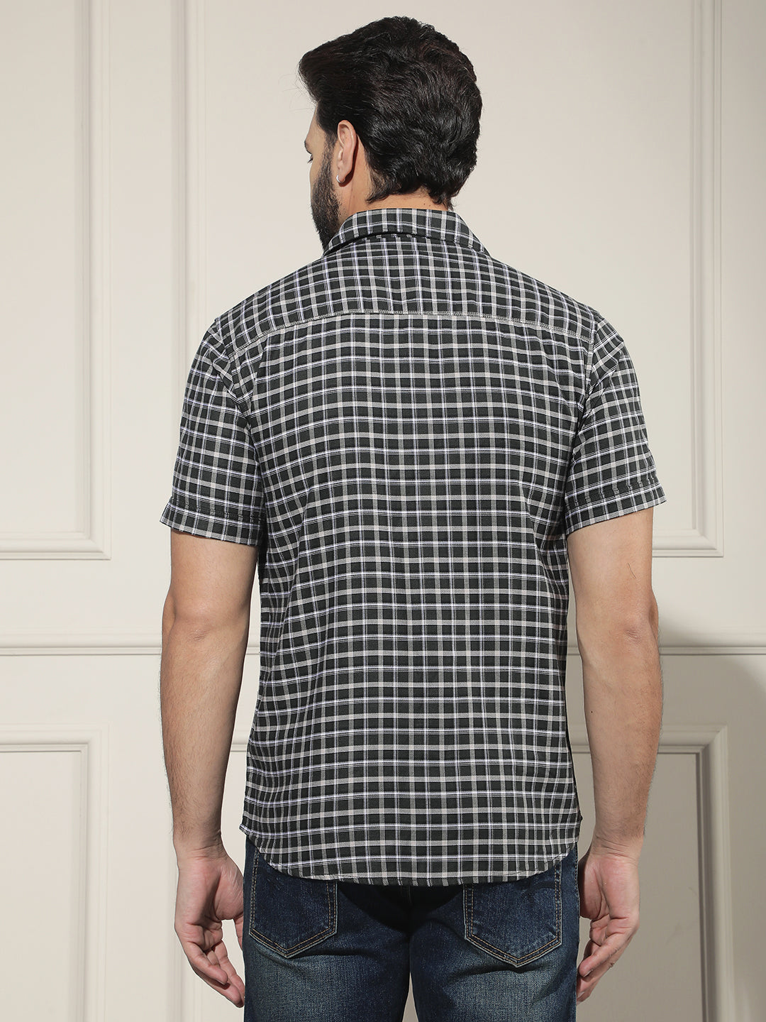 Contemporary Olive Green Checked Shirt