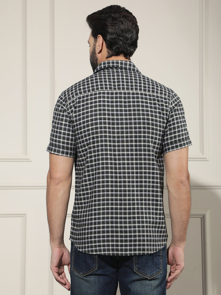 Contemporary Olive Green Checked Shirt