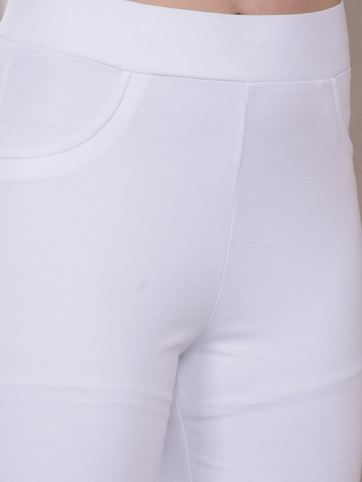 White Bootcut Treggings