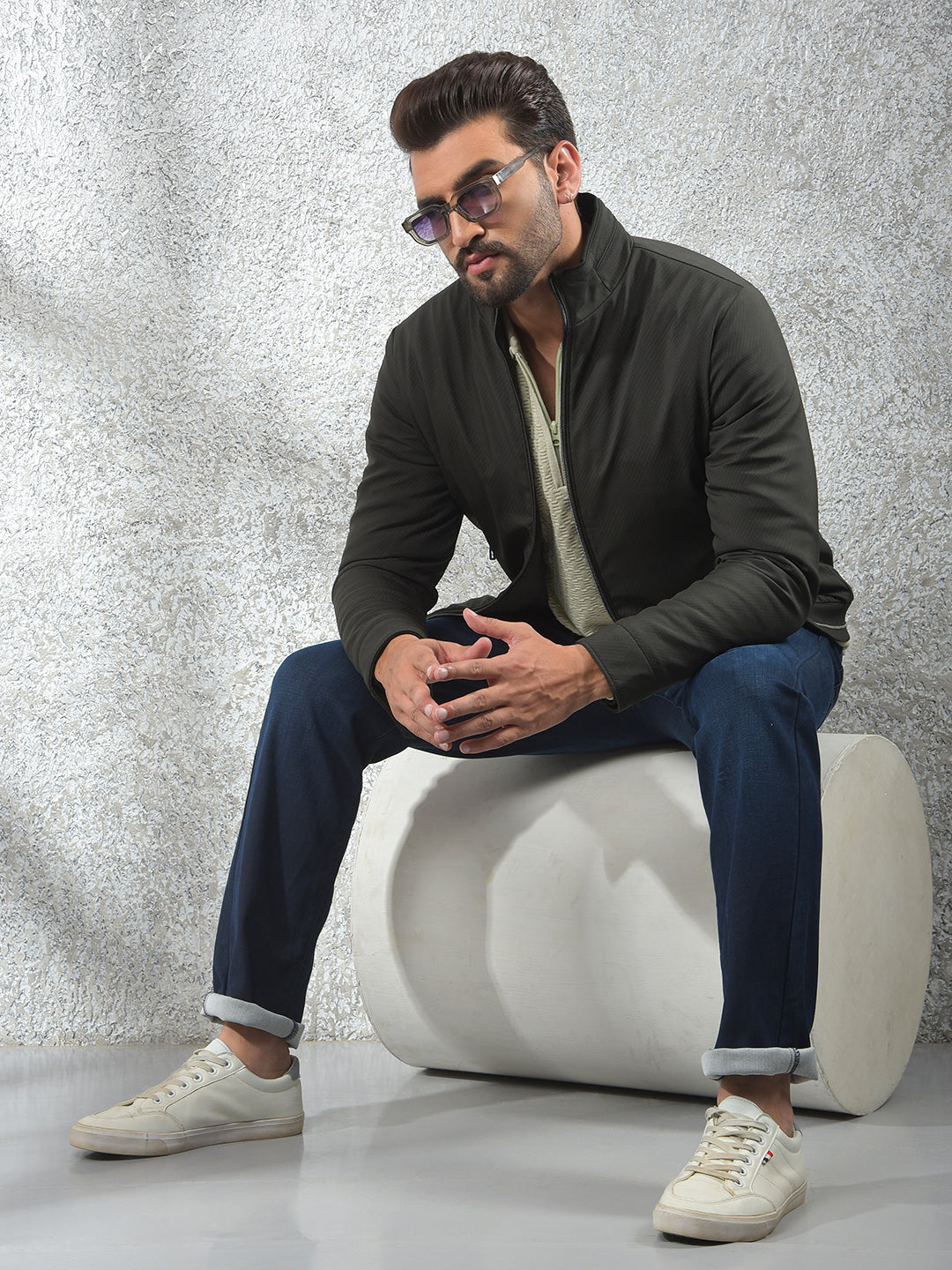 Black Printed Puffer Jacket