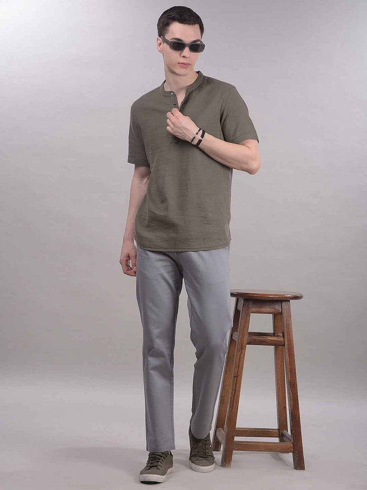 Grey Tailored Straight Trousers