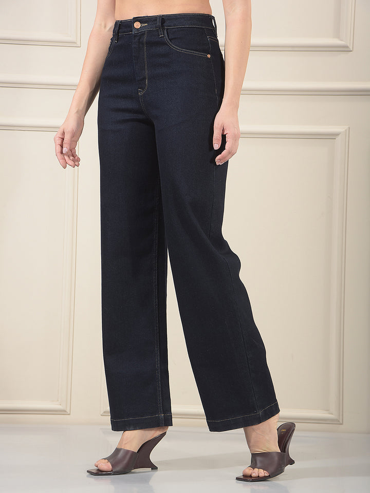 Trendy Blue Wide Leg Jeans