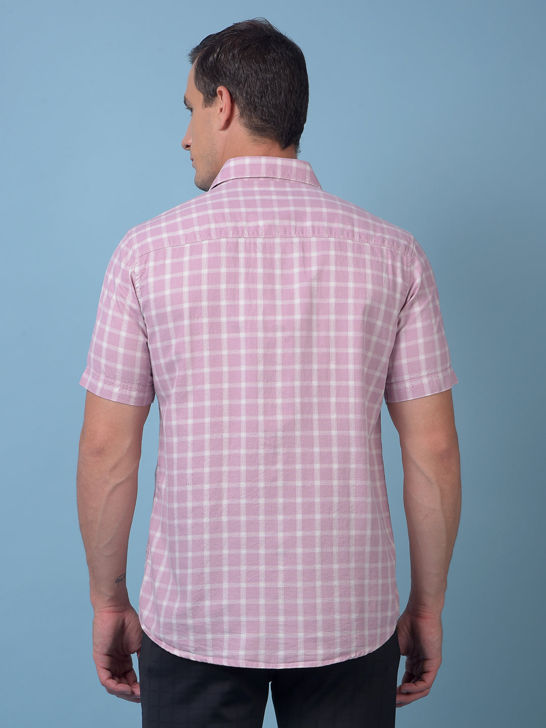 Purple Checked 100% Cotton Shirt