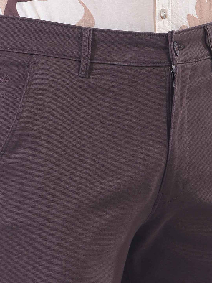 Brown Printed Straight Trousers