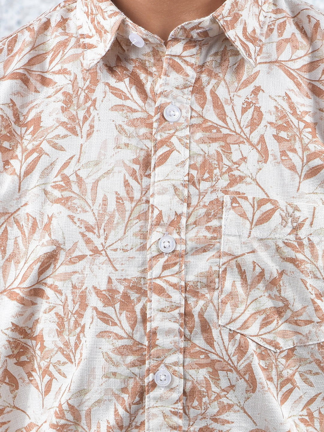 Brown Floral Print 100% Cotton Kurta
