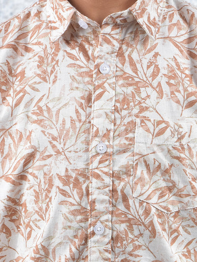 Brown Floral Print 100% Cotton Kurta