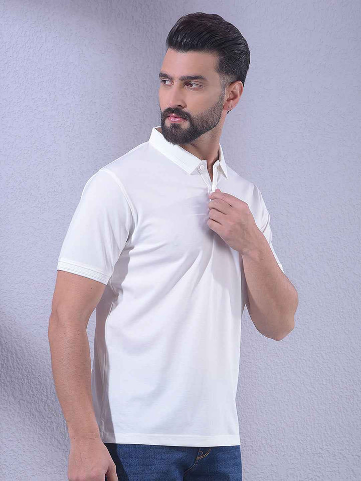 White Polo Neck T-Shirt