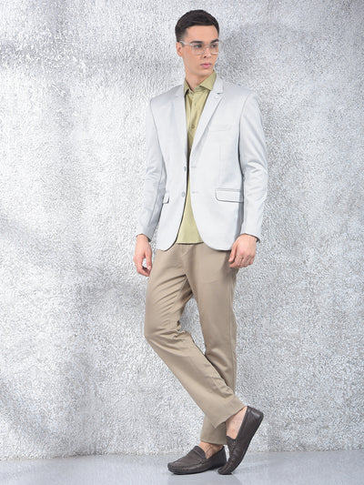 Grey Notched Lapel Single Breasted Blazer