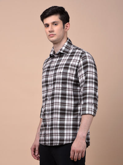 Wine Checked 100% Cotton Shirt