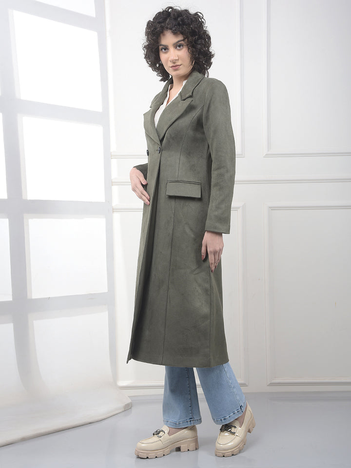 Olive Notched Lapel Over-Coat