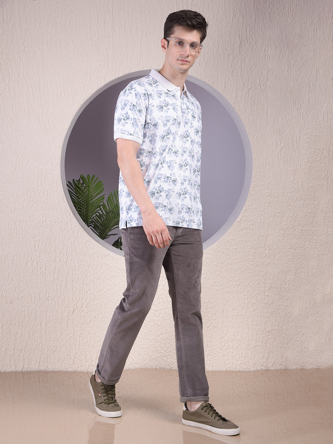 Grey Straight Corduroy Trousers