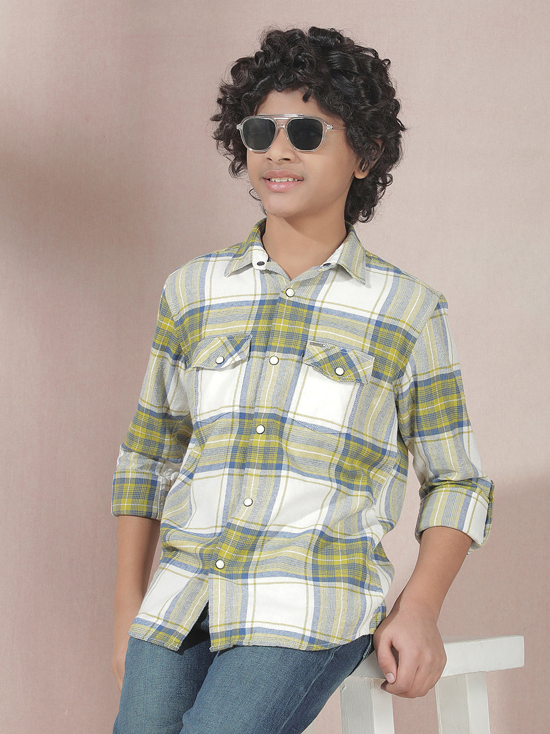 Yellow Checked 100% Cotton Shirt