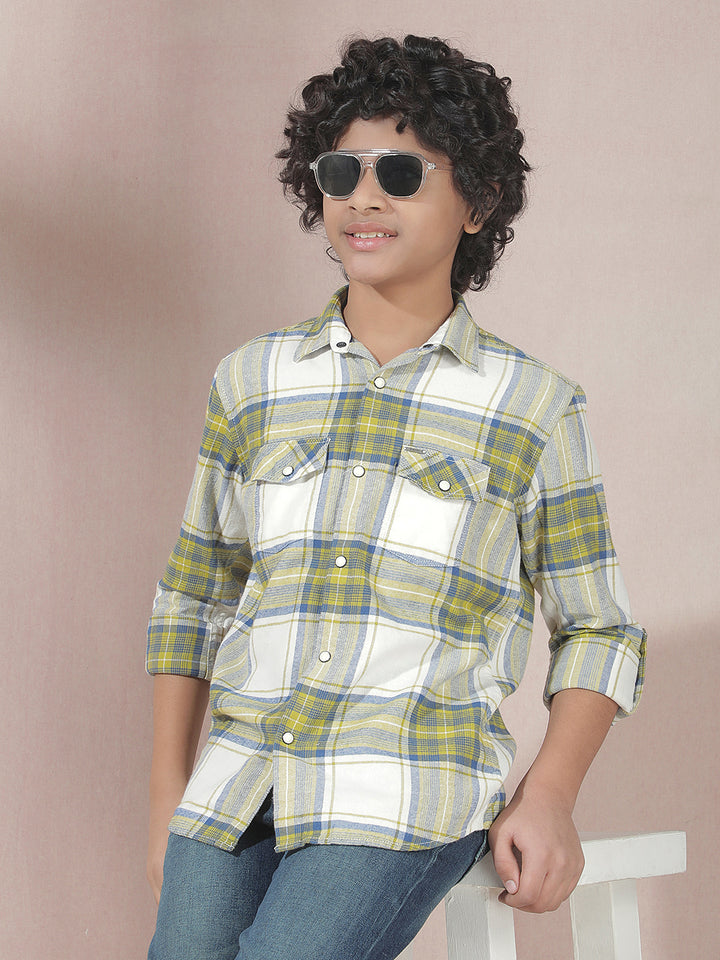 Yellow Checked 100% Cotton Shirt