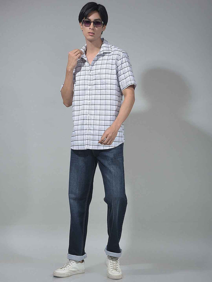 White Checked 100% Cotton Shirt