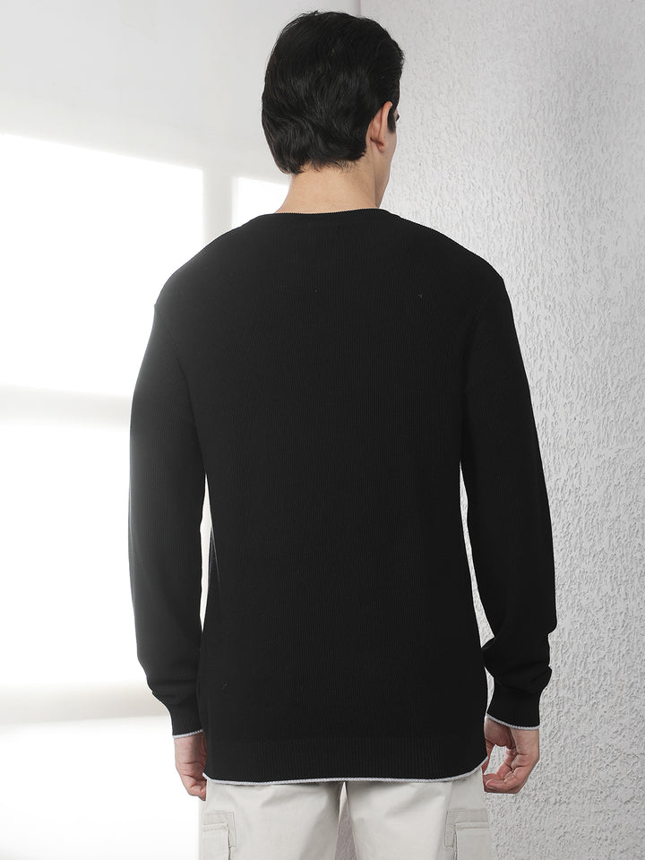 Black Oversized Round Neck Sweater