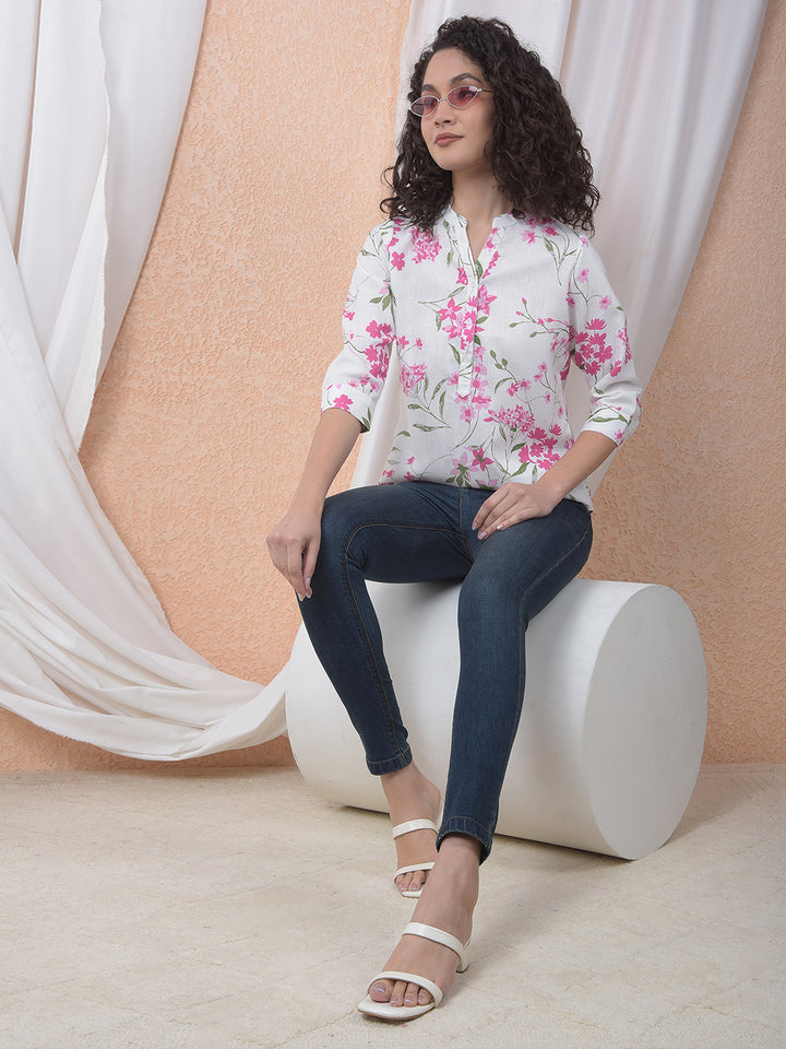 Magenta Floral Printed Top