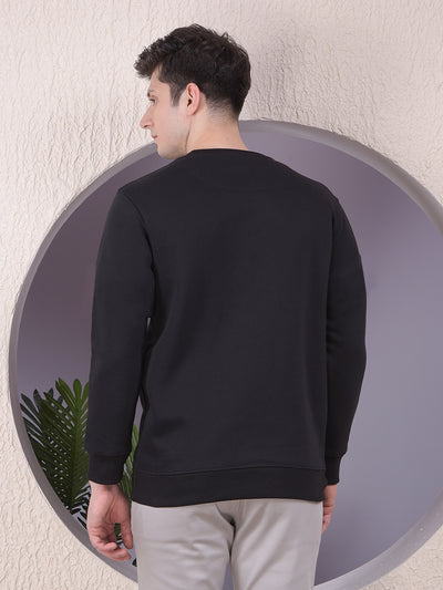 Classic Black Cotton Sweatshirt With Brand Logo