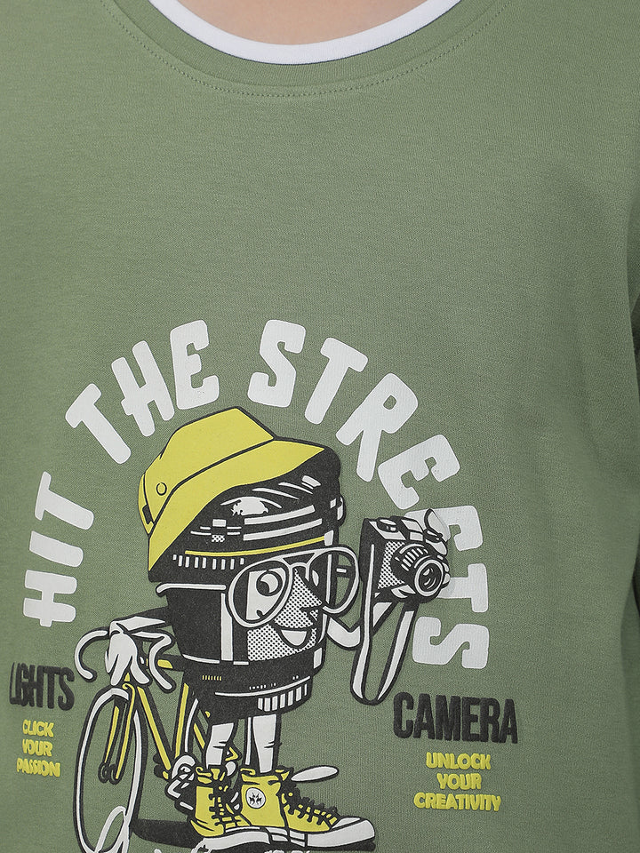 Fern Green Graphic Print 100% Cotton T-Shirt