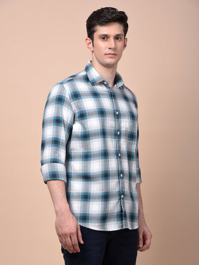 Blue Checked 100% Cotton Shirt