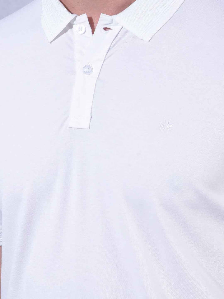 White Polo Neck T-Shirt