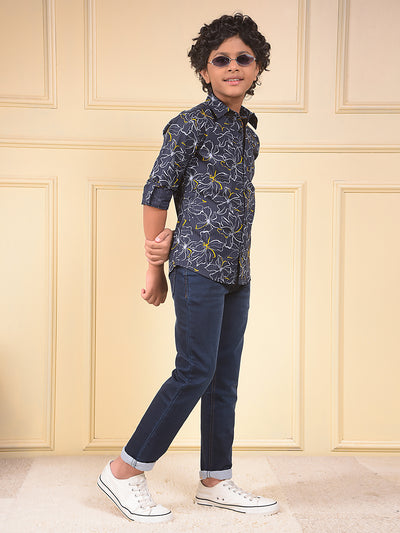 Blue Floral Print Shirt