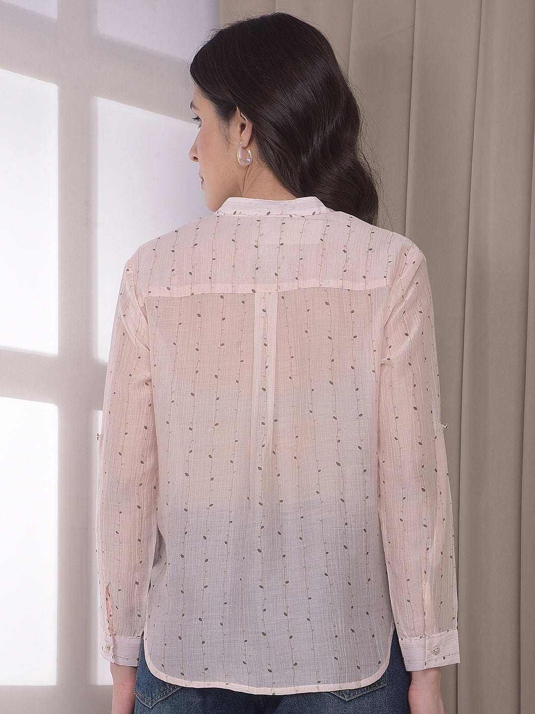 Pink Botanical Print V-Neck Top