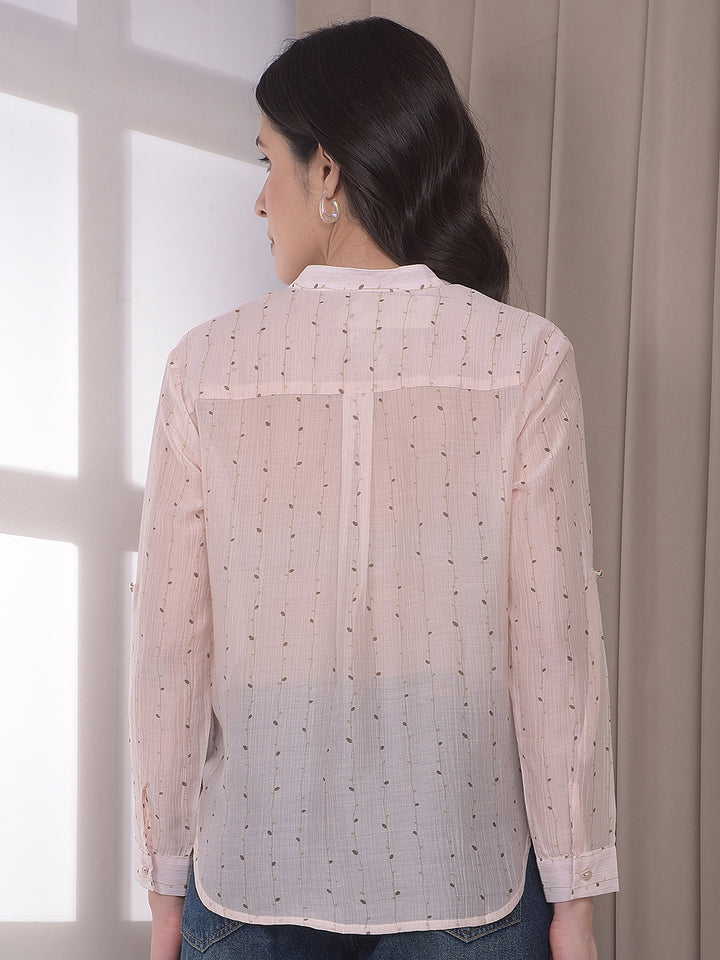 Pink Botanical Print V-Neck Top