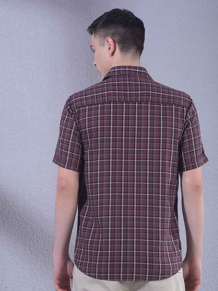 Wine 100% Cotton Checked Shirt