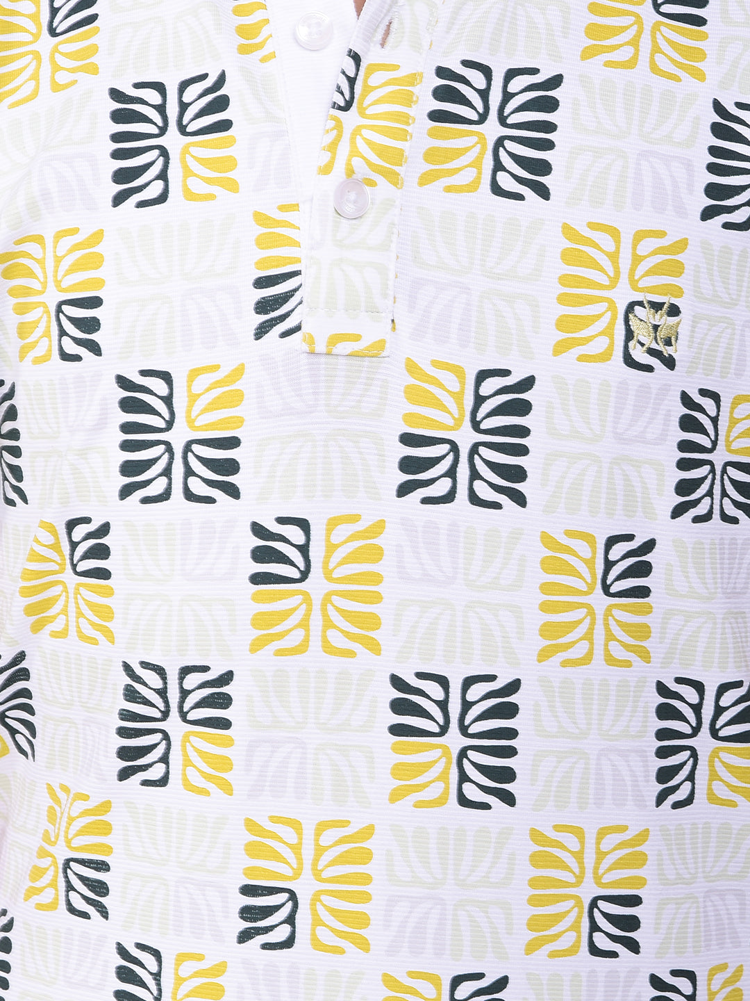 Multi-Color Printed Polo Neck Knitted T-Shirt